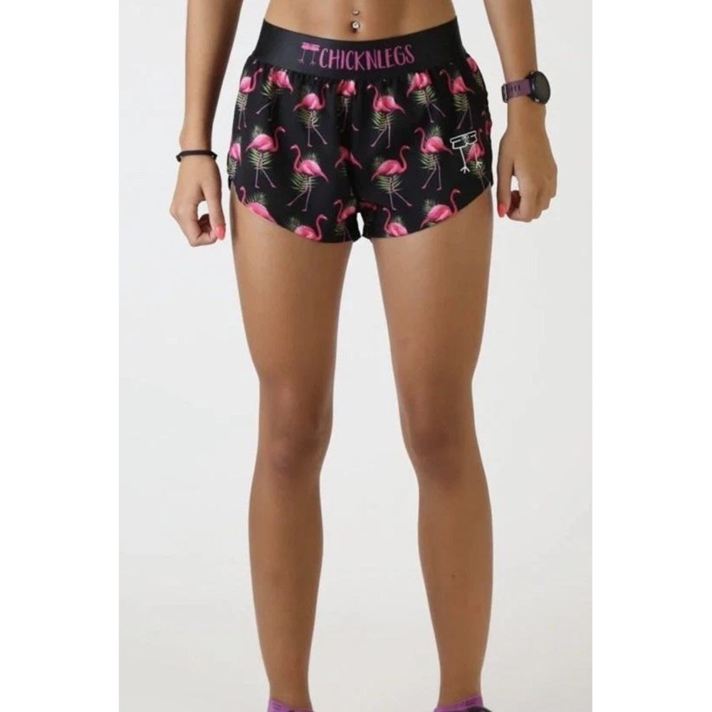 ChicknLegs size M Flamingo 1.5" Split Running Lined Shorts